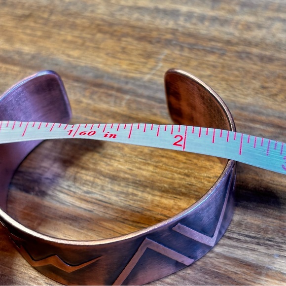 Solid Copper Cuff with Geometric Pattern - Picture 6 of 8